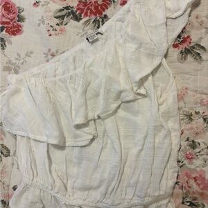 American Eagle Outfitters Cream Ruffle Blouse
